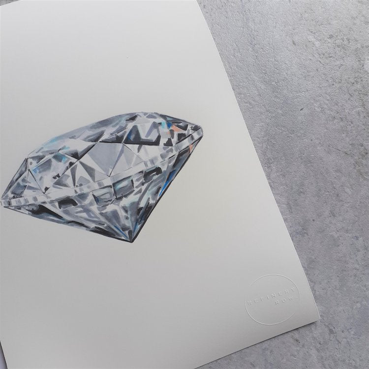 Brilliant Cut Diamond (side profile) - Fine Art Print