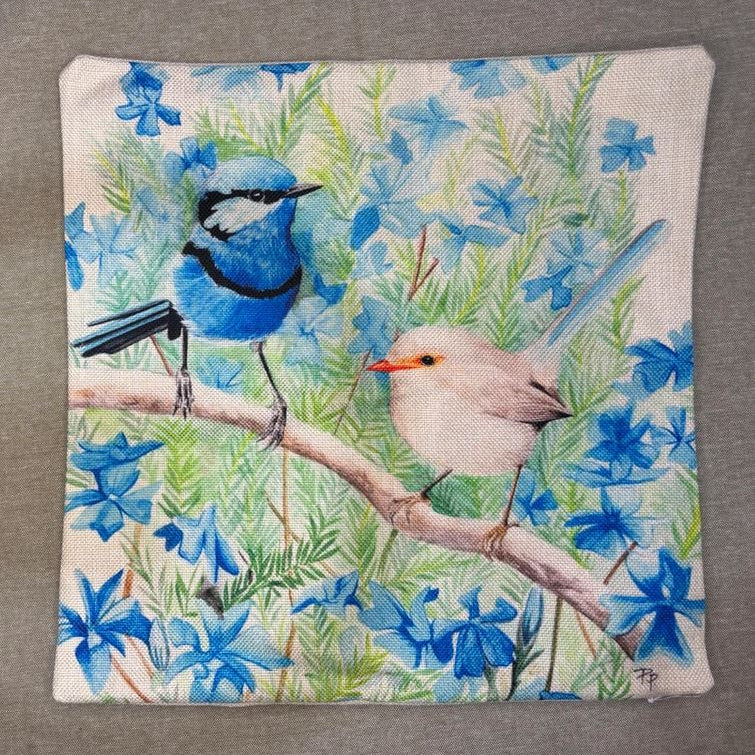 Splendid Wrens &amp; Leschenaultia - Cushion Cover