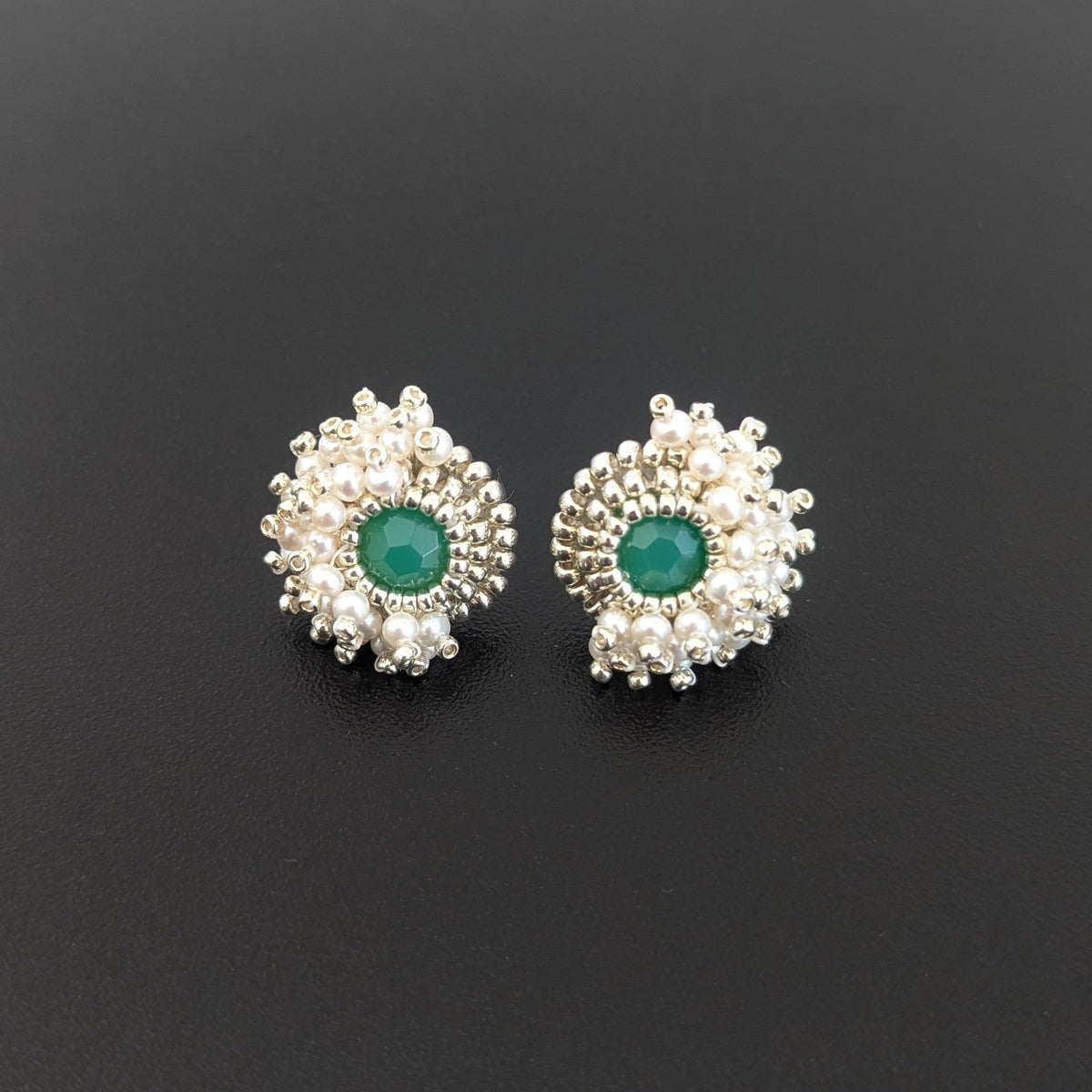 Chrysoprase Pearlie Cluster Earrings
