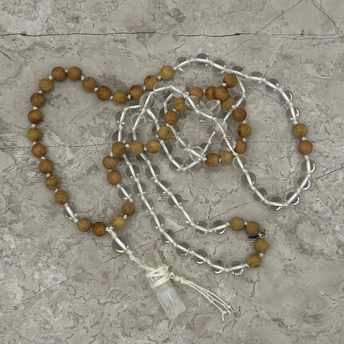 Clear Quartz &amp; Sandalwood Malabeads