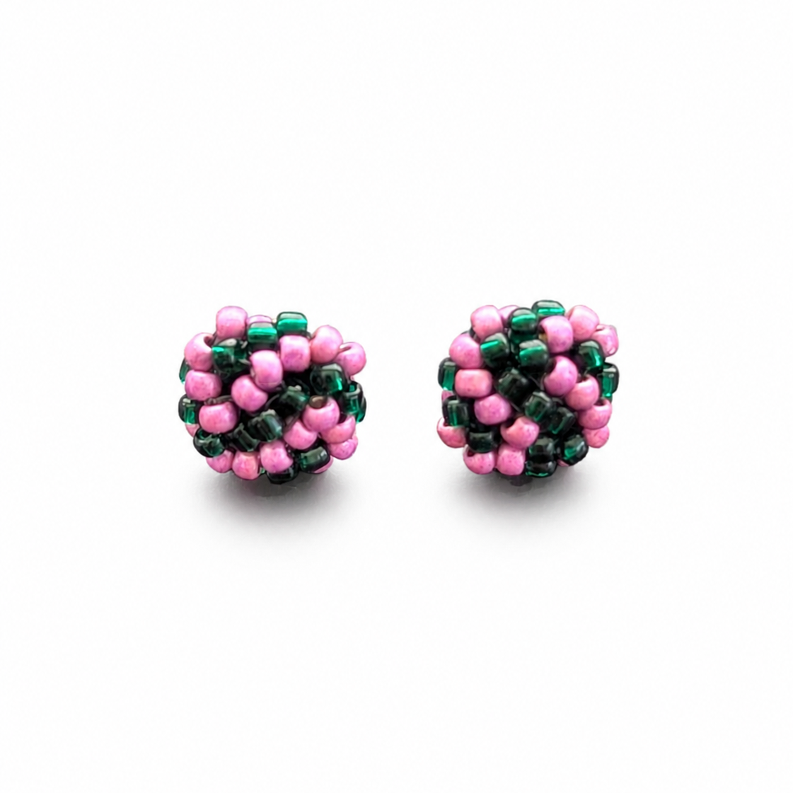 Pink Swirls Button Earrings