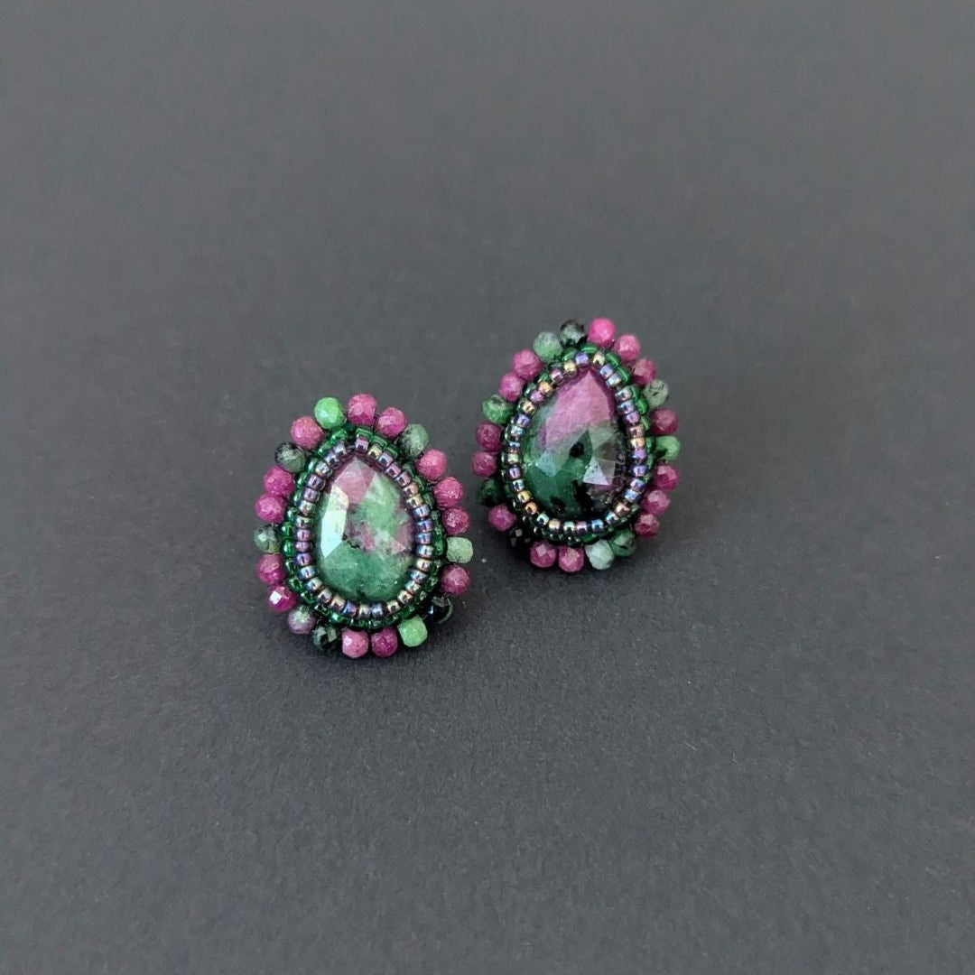 Ruby Zoisite Gemma Earrings