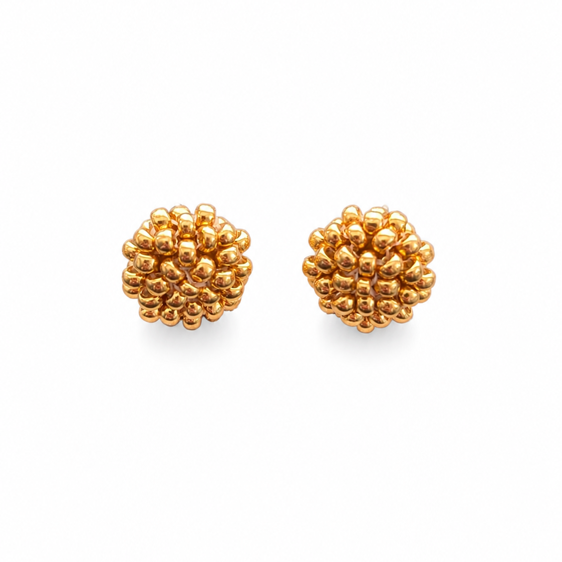 Yellow Gold Button Earrings