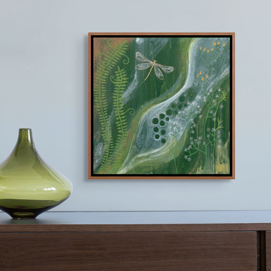 Green Fairy Dragon Fly - Whispers Of The Wetlands