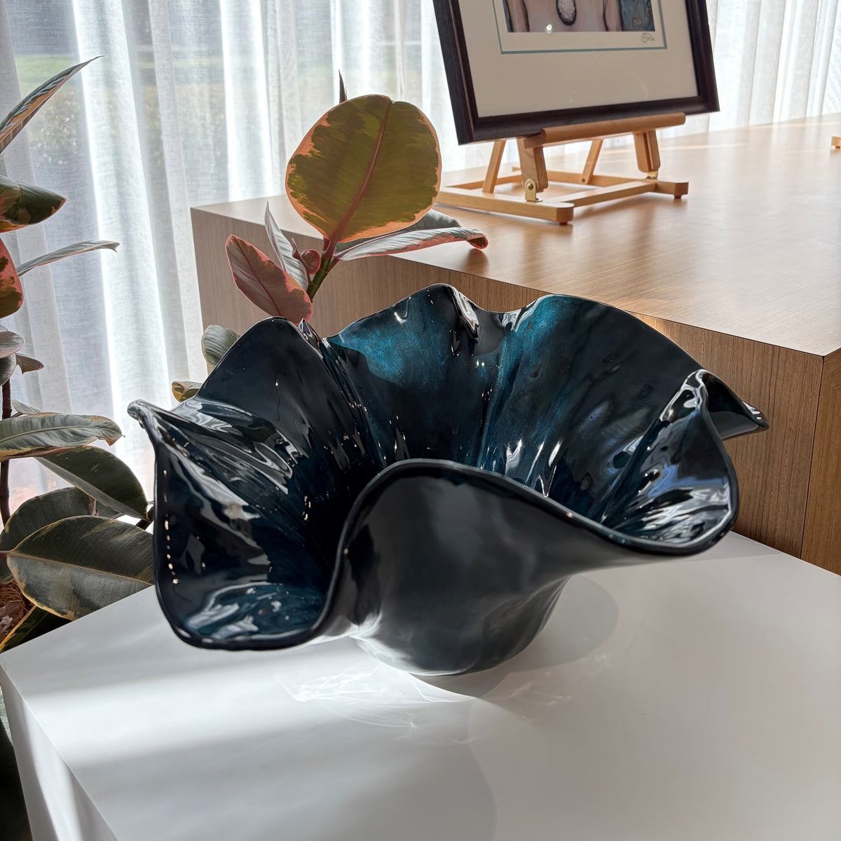 Blue Ruffle Bowl - Large