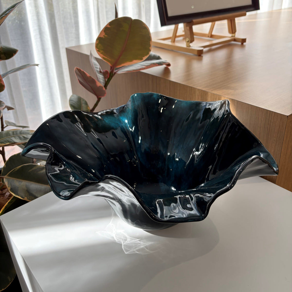 Blue Ruffle Bowl - Large