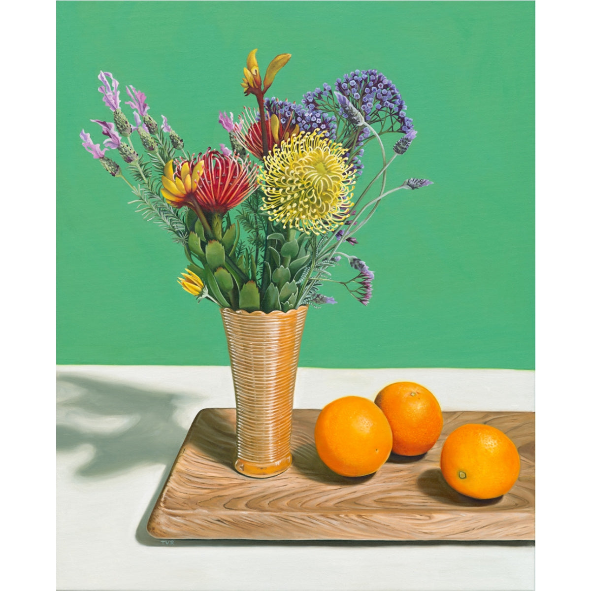 Peach Lustre Vase with Oranges - Fine Art Print