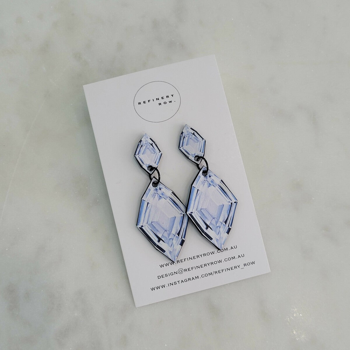 Kite Shaped Diamonds - Illustrated Leather Earrings