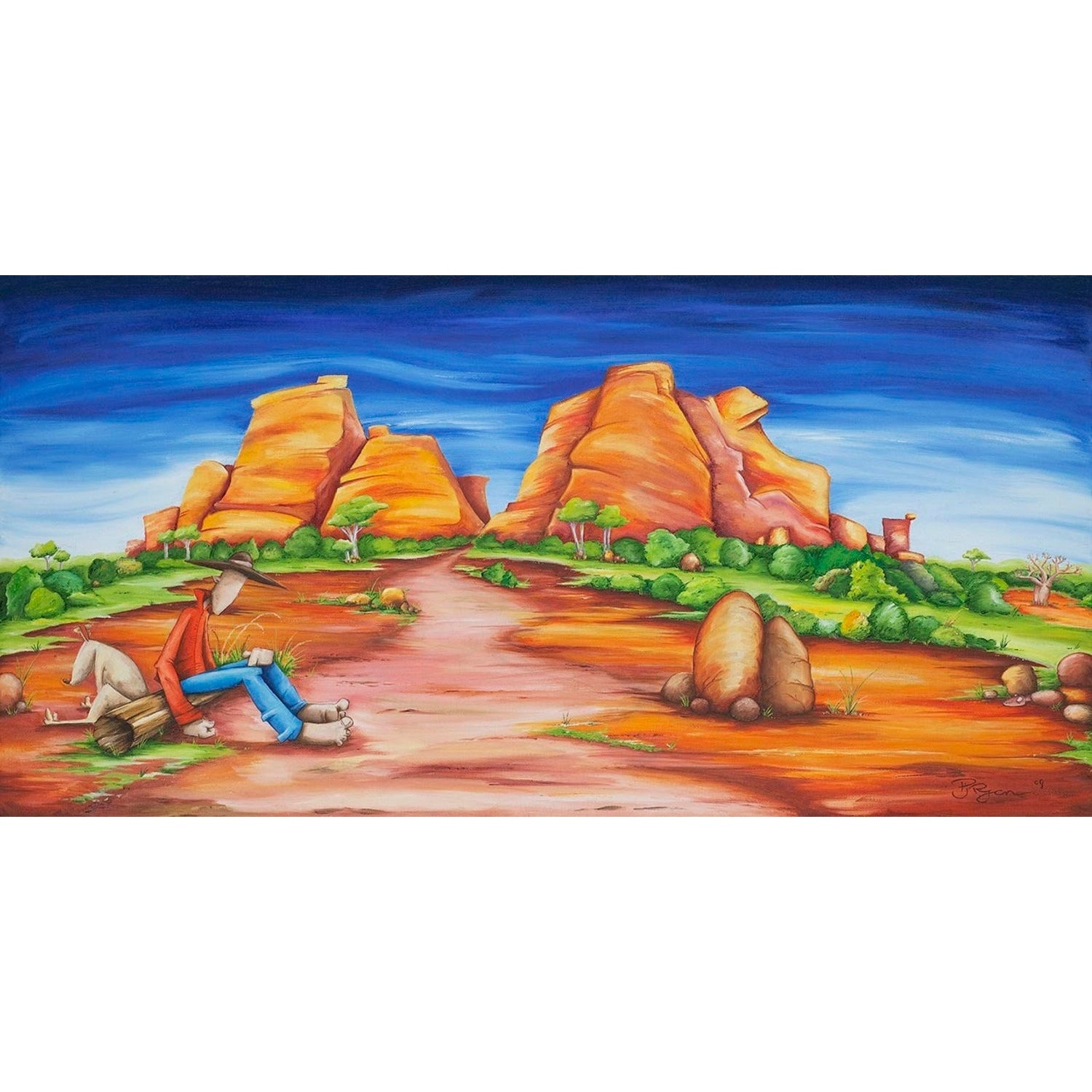 Man at the Olgas - Matted Paper Print