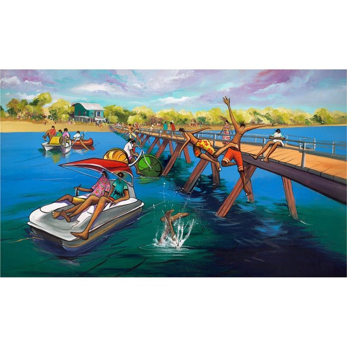 Donal Waters Jetty Jumpers Fine Art Print